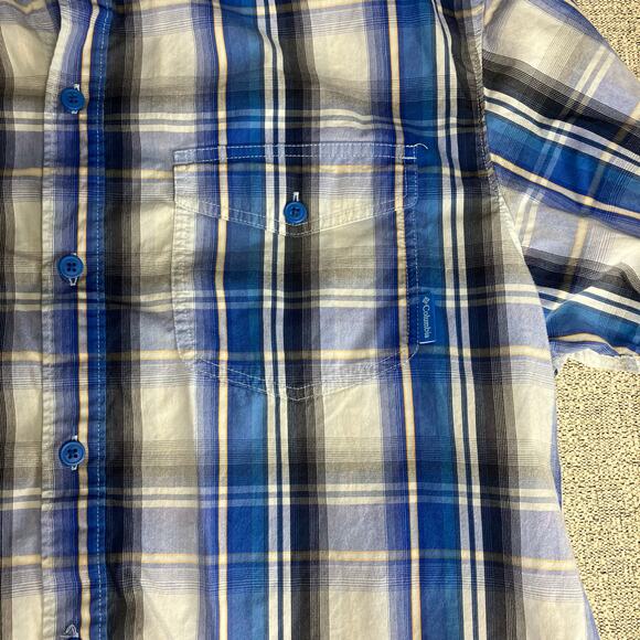 Columbia Omni-Wick Mens Blue Striped Casual Shirt Size Sz XL  Short Sleeve - Picture 4 of 7